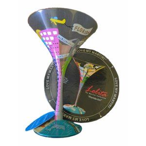 Lolita Florida-tini Hand Painted Martini Glass with Original Box never used RARE